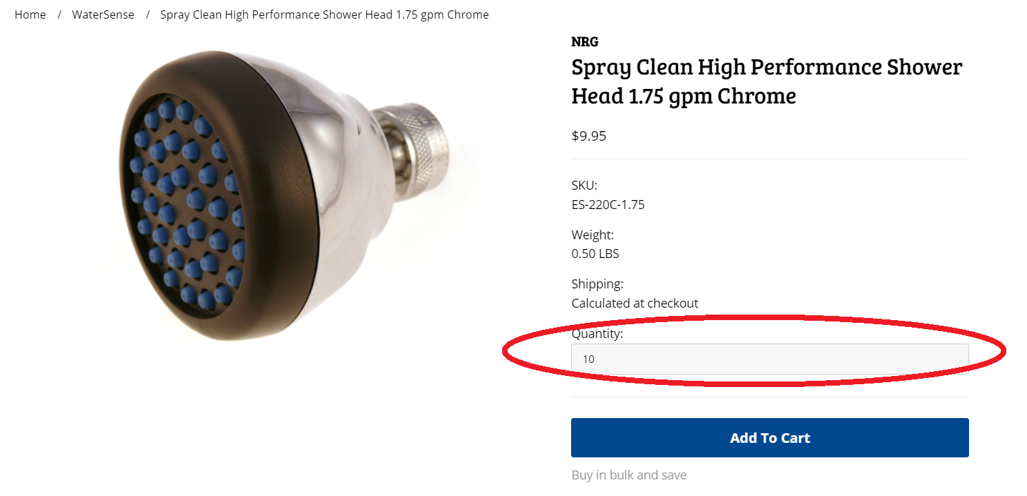The larger quantity added to the cart 