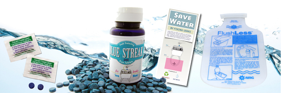 Toilet leak detecting tablets and repair parts. 